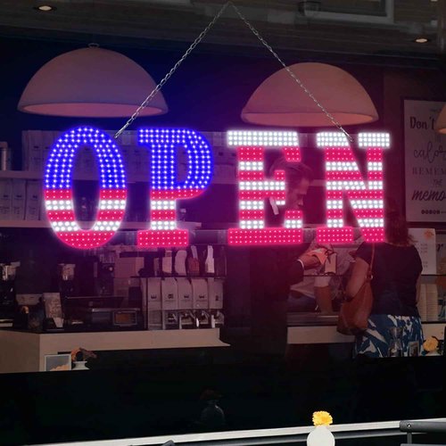 LemonNova 30'' x 10" LED Open Signs for Buisness, Remote Control and Adjustment Brightness & Speed - 14 Mode, Large Open Closed Sign for Bar Store Restaurant Office Hotel Salon USA Flag