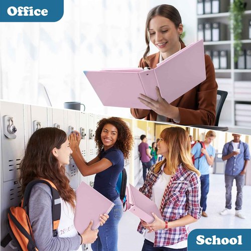 1-inch 2-inch 3-Ring Binder with Pockets, Basic Binders 1''2'' Color Binders, Holds Letter Size 8.5'' x 11'',200/450 Sheet Capacity, Bundle 6 Pack for Back to School (2'' Pink- 6 Packs)