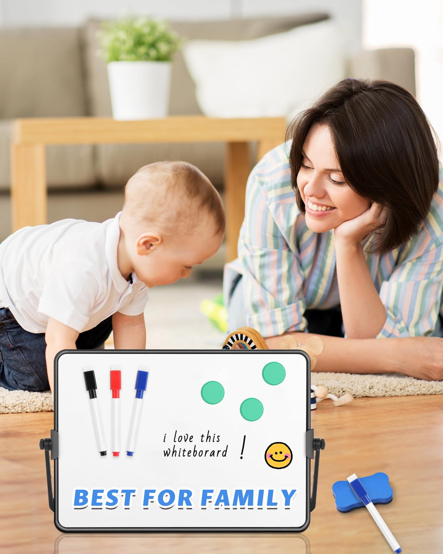 Dry Erase Whiteboard for Students,Small Mini Magnetic Double-Sided Desktop White Board with Stand,Portable Small Whiteboard with 3 Markers/3 Magnets/1 Eraser for Drawing, Home, School,8.27" x 11.8"
