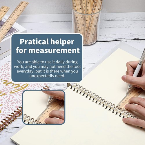 Skiennix 8-Inch Wooden Rulers - 72 Pack Bulk Measuring Tools for Office & School Use