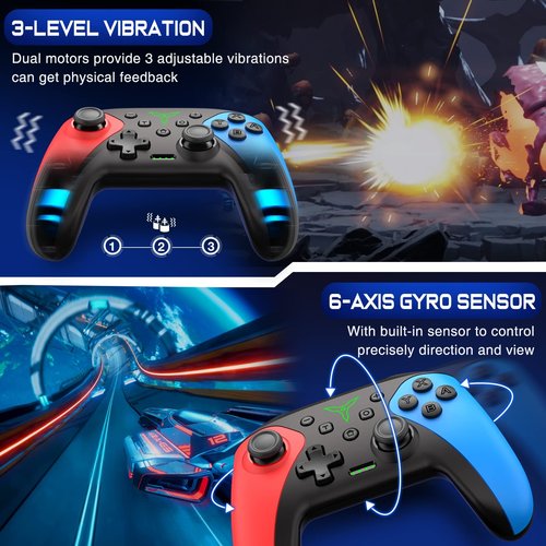 Wireless Switch Controller for Switch/Lite/OLED Controller, Switch Controller with a Mouse Touch Feeling on Back Buttons, Extra Switch Pro Controller with Wake-up,Programmable, Turbo Function