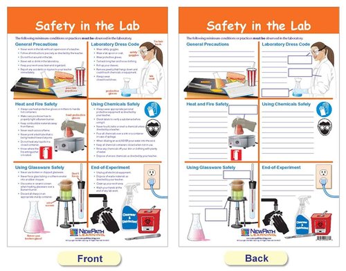 NewPath Learning Safety in The Lab Bulletin Board Charts, Set/8 - Laminated, Double-Sided, Full-Color, 12" x 18" (94-5601)