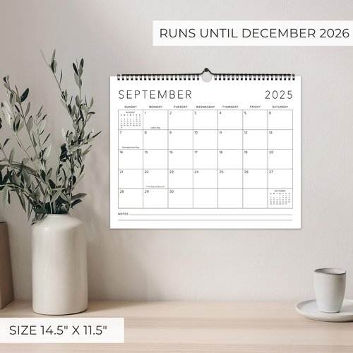 Beautiful 2025-2026 Wall Calendar - Runs from July 2025 until December 2026 – Large 14.5" x 11.5" Office Wall Calendar for Easy Organizing