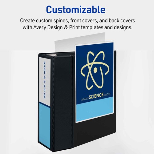 Avery Heavy-Duty View 3 Ring Binder, 5 Inch One Touch EZD Rings, 1,050-Sheet Capacity, 2.3/4.8 Inch Wide Spine, Customizable Clear Cover and Spine, 1 Green Binder (79111)