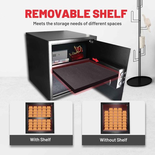 Steel Security Safe Box with Digital Keypad Lock and Removable Shelf, Security Home Safe Box for Cash, Documents, Jewelry, Valuables,1.5 Cubic Feet