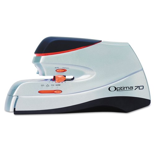S7048210 ACCO Optima 70 Electric Stapler, 70-Sheet Capacity, Black/Silver