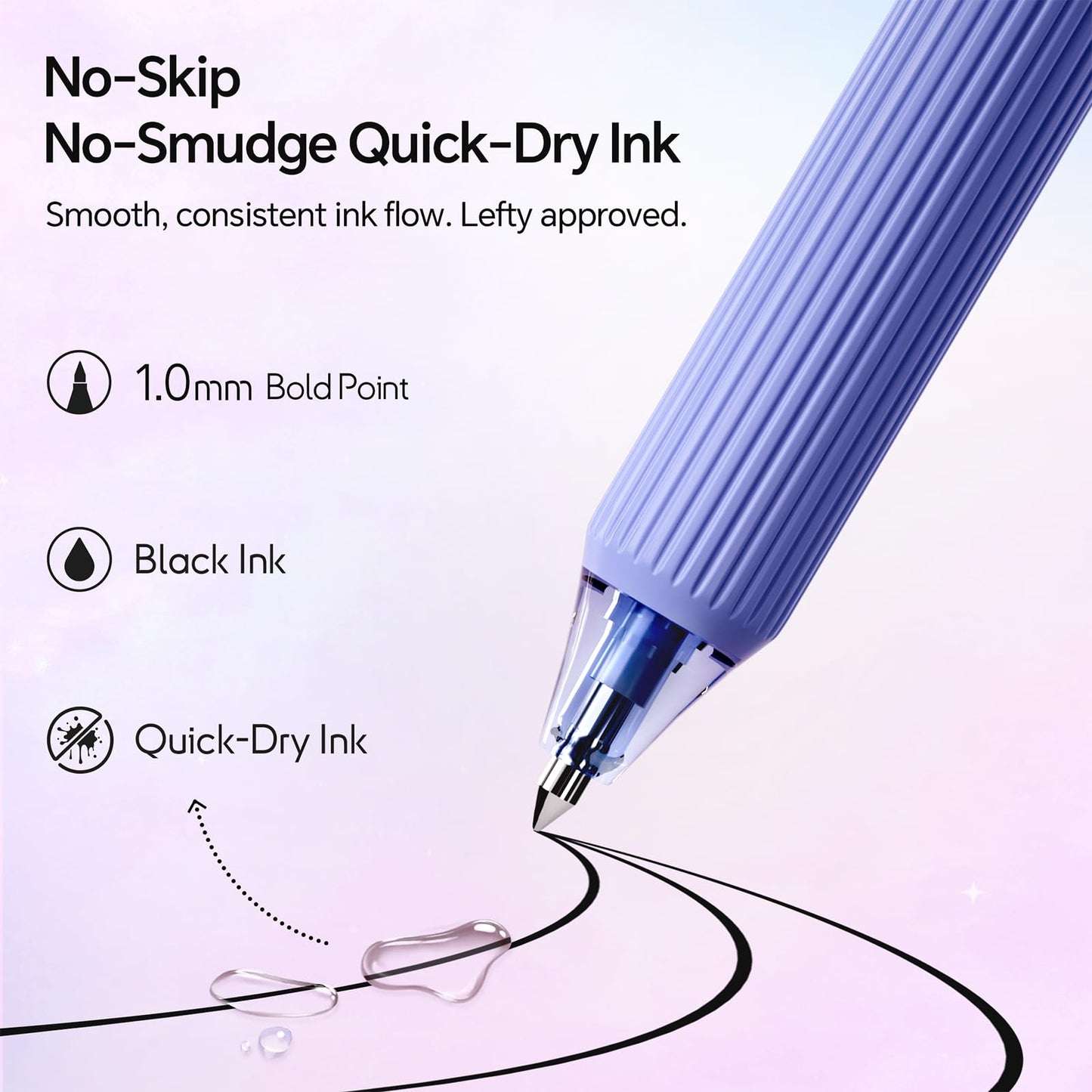 WRITECH Gel Pens Bold Point: 1.0mm Black Ink Retractable 4ct Smooth Writing with Aesthetic Gradient Color Barrel for Journaling Note Taking Silent Click No Smear Nebula Pen Set