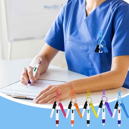 Dcocdeely 50 Sets Nurse Pen Set for Badge, Include Retractable Shuttle Pens, Marker Pen, Mini Tip Highlighter, Keychain Clips Already Assembled Nurse Pen Pack Set Gift for Nurse (50)