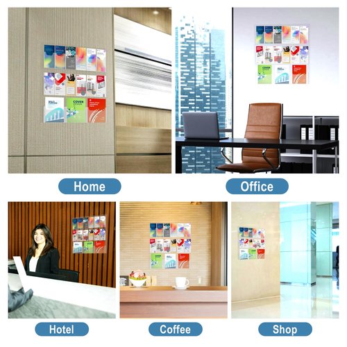 Acrylic Brochure Holder Wall Mount, Magazine and Pamphlet Display, Clear Literature Organizer Rack for 12 Pamphlets and 3 Magazines, Flyer Pamphlet Holder with Business Card Holders and Index Tabs