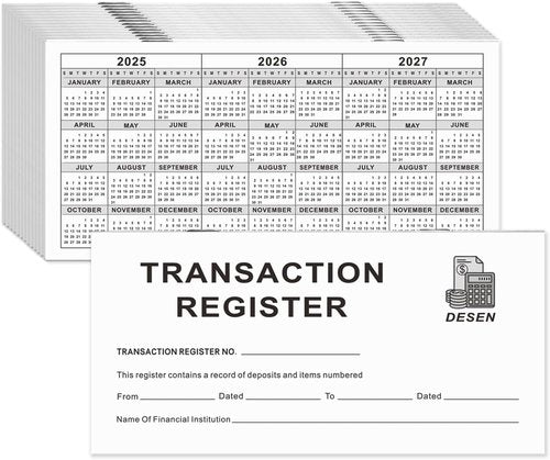 DESEN 30-Pack Check Registers - Universal Blank Ledger for Personal & Business Use | 6"x3" Size