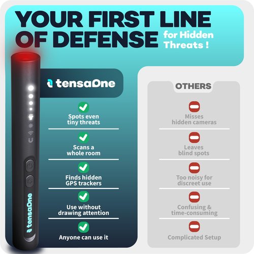 TensaOne Hidden Camera Detectors – Small Anti Spy Audio Video GPS Tracker RF Detector for Wireless Cameras and Cars Tracking Device - Mini Travel Pen for Finding Spying Voice Recorder Bug Devices