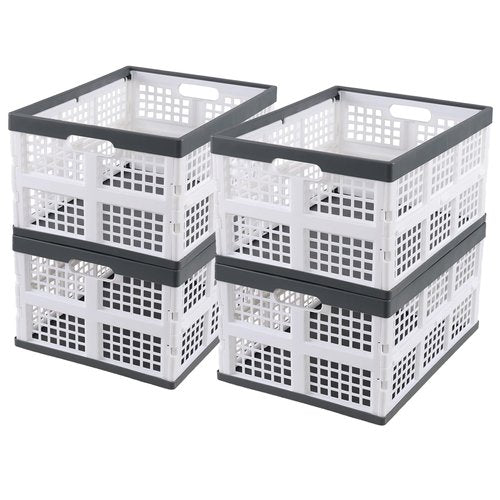Sadstory 34 L Folding Plastic Storage Crates, Collapsible Storage Crate, 4 Packs
