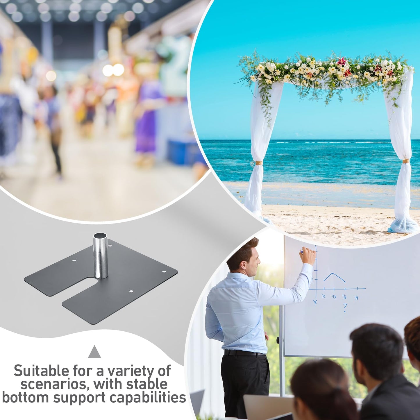 Zonon 1 Pcs Pipe and Drape Base Plate 14 x 16 Inches Backdrop Stand Flat Brace Bracket with a Fixing Pin for Backdrops Trade Shows Events Booths and Bracket (2'' Diameter Fixing Pin)
