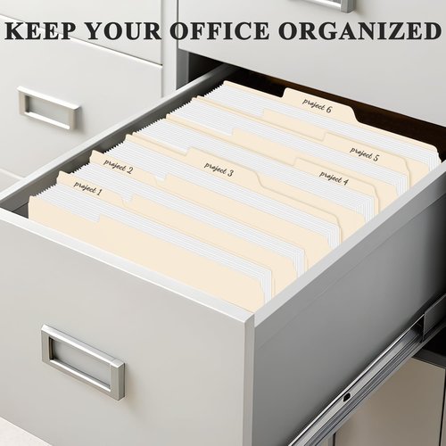 Manila Folders 8.5 x 11 | 1/3 Cut File Folders Letter Size | Manilla File Folders 8.5 x 11 Pack of 100 | Paper Folders for Documents, Business, School, Classroom and Office Supplies.
