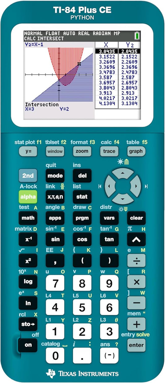 TI-84 Plus CE Graphing Calculator - Trinomial Teal Color for Enhanced Learning