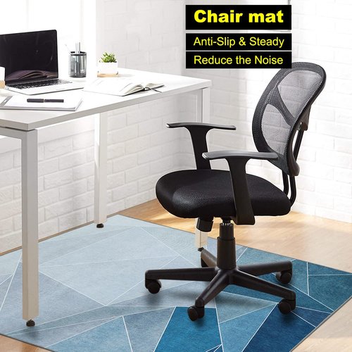SAIKOOWA Office Chair Mat for Hardwood Floor,48"*60" Highly Premium Quality Rolling Office Mat- 3.86lbs Anti-Slip Chair Rug Mat for Low-Pile Carpet Office Home Laminate Floor Blue Grey