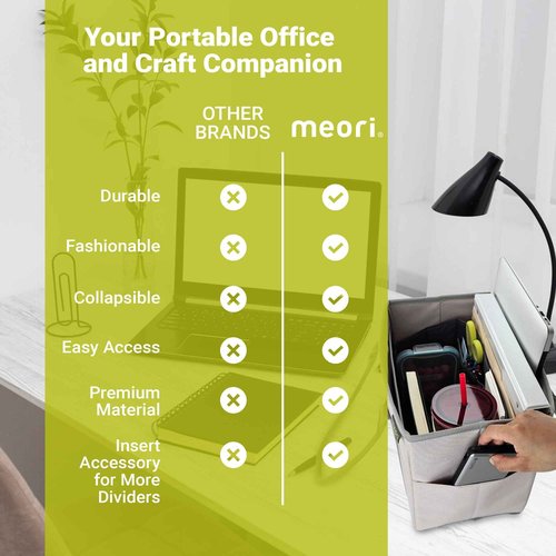 meori Office Tote Bag Carry Laptop Essentials Sturdy Bottom Stays Upright 3 Handy Pockets (Natural Sand)