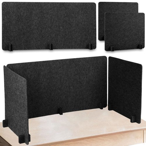 Buryeah 3 Pcs Desk Divider 23.6 x 47.2, 23.6 x 23.6 Stand up Freestanding Cubicle Privacy Divider Reducing Noise Visual Distraction for Office Home School(Deep Gray)