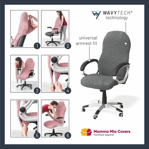 PAULATO BY GA.I.CO. Office & Gaming Chair Cover - Stretch Computer Desk Chair Cover with Zipper - Soft Fabric Slipcovers - Durable Chair Slip Cover - Microfibra Collection - Cream (Office Chairs)