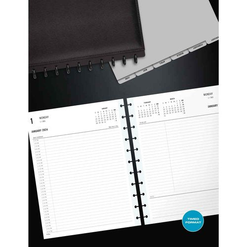 2024 TUL® Discbound Daily Planner Refill Pages, Half-Hourly Appointment Times, Letter Size, Fashion, January To December
