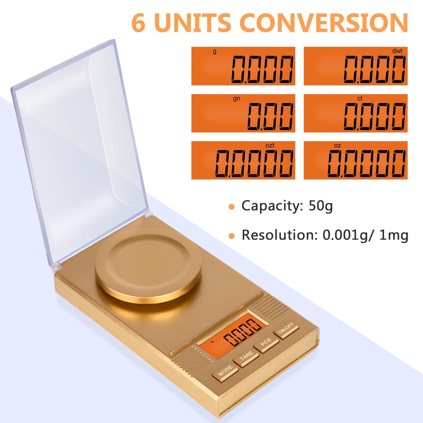 Fuzion Digital Milligram Scale 50g/ 0.001g, Portable Jewelry Scale, Gold Scale, Gem Scale, Micro Scale for Powders