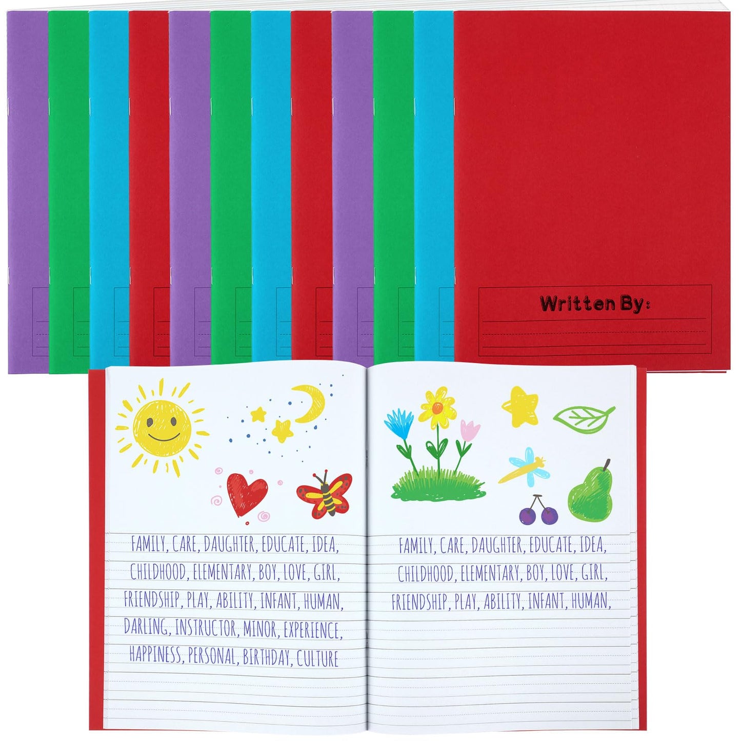 Henoyso 12 Pcs 9.8″ X 7.5″ Primary Composition Notebook K-2 Primary Journal, Notebook for Kids Supplies, Bulk Blank Writing Book for Kid to Write Draw Journal 60 Page (Mixed Color)