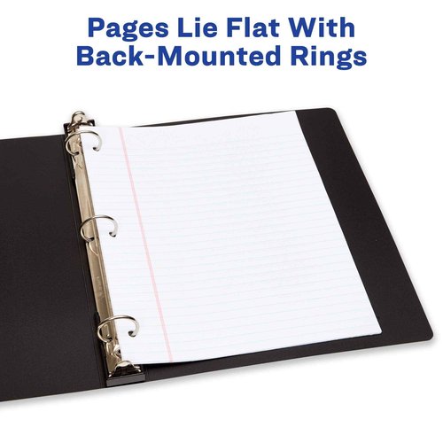 Avery Hanging Storage Flexible 3 Ring Binders, 1" Round Rings, 175-Sheet Capacity, Black, 4 Pack (17708)