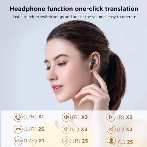 AI Translation Earbuds Real Time: 134 Language Translator Earbuds, Bluetooth 5.4 Translator Headphone, ANC & ENC Translator Headset IPX5 Waterproof in-Ear Wireless Earphone for Travel Meeting Learning