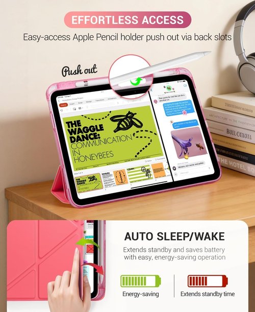 CoBak iPad Case - Protective Cover for 11th Gen 11" & 10th Gen 10.9" | Multi-Angle Stand, Pencil Holder, Auto Wake/Sleep - Pink