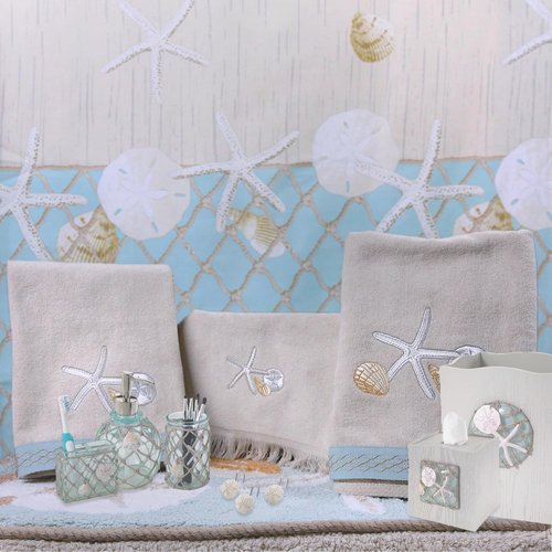 Avanti Linens - Waste Basket, Decorative Trash Can, Beach Inspired Bathroom Accessories (Seaglass Collection)