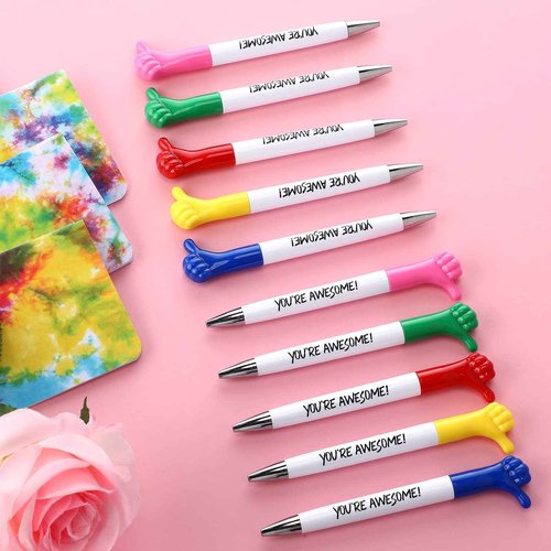 Fumete 100 Pcs You're Awesome Thumbs up Pens Thank You Gifts Inspirational Quotes Fun Employee Appreciation Ballpoint Pen Bulk for Back to School Student Teacher Nurse Coworker