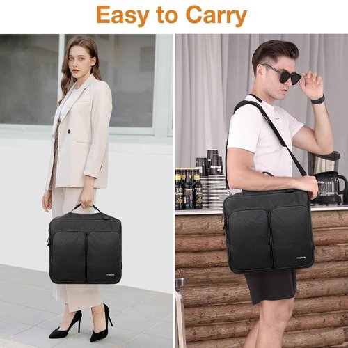 MOSISO Zippered Binder Bag with Handle, 3 inch D-Ring Binder Organizer, 700 Sheets Capacity Multiple Pockets Bag for Office with Cup Holder & Shoulder Strap for 13 inch Laptop/Tablet, Black