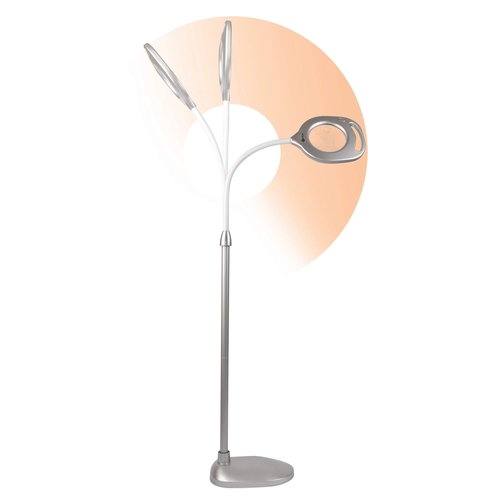 OttLite 43828C 2-in-1 LED Mag Floor and Table Lamps, 4.69" x 15.38" x 17.38", Silver