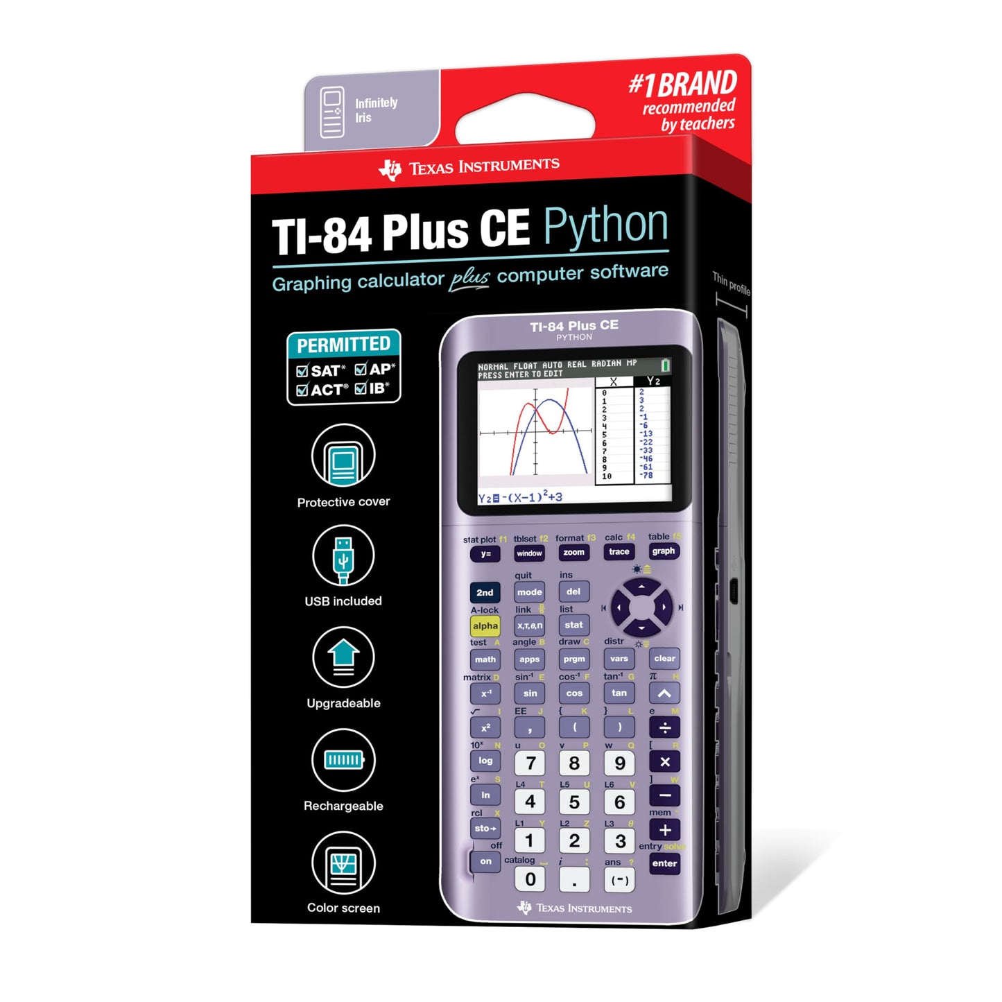 TI-84 Plus CE Python Enhanced Graphing plus Software, Iris/Purple
