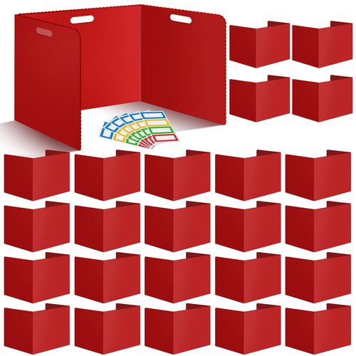 24 Pcs Desk Dividers for Students 14 × 17.5 × 14 Inch Plastic Waterproof Privacy Folders Shields Test Dividers with Red Classroom Privacy Boards for School Study Teacher Supplies(Red)