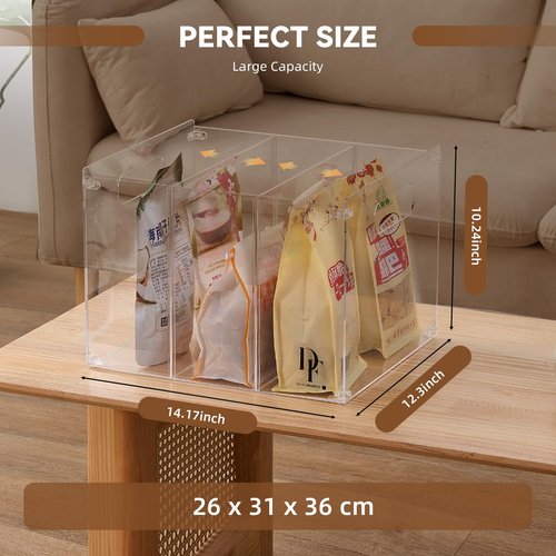 DF 3-Section Acrylic File Organizer with Handles – Clear File box for Documents, Books & Office Supplies – Desktop Hanging File Organizer - Compact and Durable Design for Home or Office Use