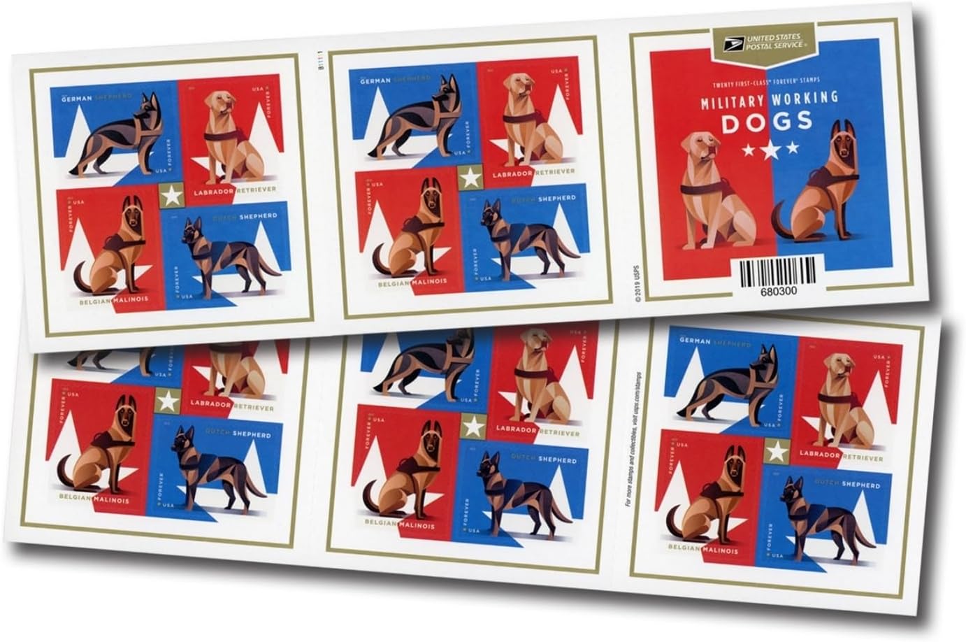 U.S. Postal Service Military Working Dogs Forever Stamps - Sheet of 20 | Scott 4508B