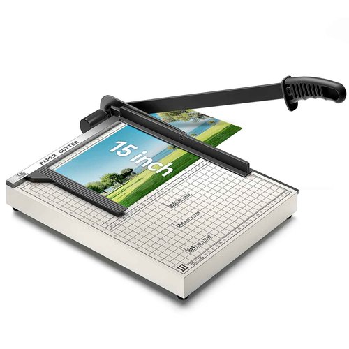 15 Inch B4 Guillotine Paper Cutter, Heavy Duty 10 Sheet Paper Trimmer Cutting with Auto-Press Clamp & Magnetic Ruler | Precision Cut for Paper, Card, Photos, Vinyl & More