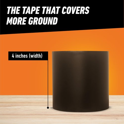 Gorilla Waterproof Patch & Seal Tape, Black Tape, 4" x 10' (Pack of 4) - Permanent Weather Resistant Seal for Leaks and Repairs