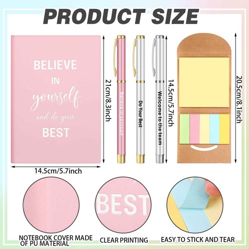 Teenyyou 7 Pcs New Employee Welcome to the Team Gift Set Welcome to the Team Gift Box Include 1 20oz Tumbler 1 Notebook 3 Pens and 1 Sticky Note Gifts for New Employee Worker(Pink)