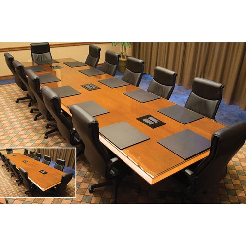 Dacasso Classic Black Leather 17" x 14" Luxury Conference Table Pad - Leather Desk Blotter for Writing - Boardroom Organization & Executive Desk Decor