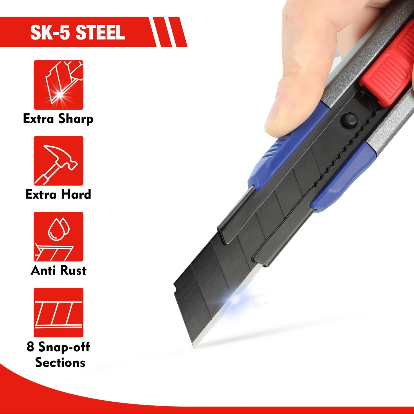 WORKPRO 18mm Retractable Utility Knife with 10-Piece SK5 Blades
