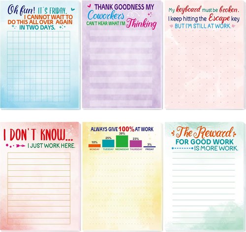 Fancy Land Notepads - Funny Memo Pads with Sayings | Christmas Gag Gifts for Office | 6 Pack