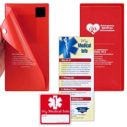 StoreSMART® - Vial of Life 10-Pack - Magnetic Easy Open - Magnetic Back - Red - VOLMCP502MB-R-10