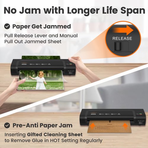 VidaTeco Laminator Machine 9-inch Thermal Cold Laminator with Laminating Sheets 20 pcs,Laminating Machine with 2-Min Faster Preheat,Personal Lamination with Patented Roller for Teacher(Black)