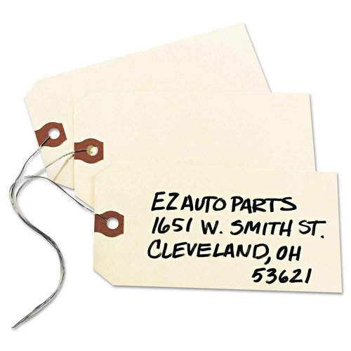 Avery Shipping Tags, Paper/Double Wire, 5.25 x 2.625 Inches, Manila, Pack of 1000 (12606)