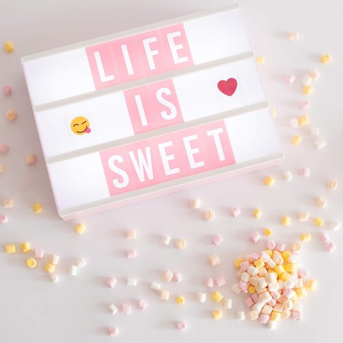 Bonnyco Pink Cinema Light Box - 400 Letters & Emojis | LED Home Decor for Girls & Women