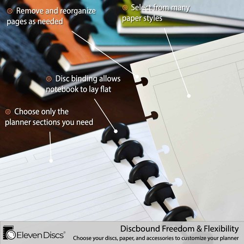 Eleven Discs Classic Size Translucent/Clear Discbound Notebook Poly Covers, Compatible with Circa Midway & Classic Happy Planner (Set of 5)