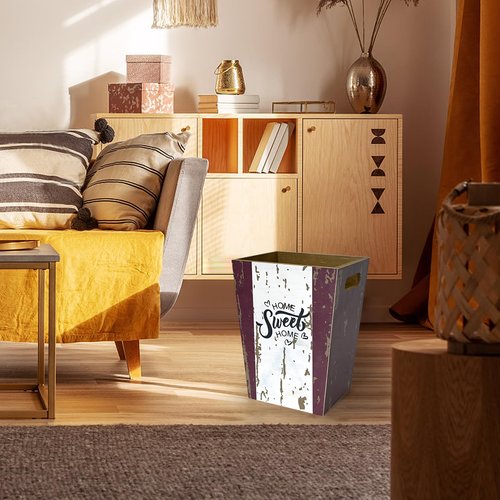 2 Pack 1.5/2.5 Gallons Bathroom Trash Can, Wood Farmhouse Rectangular Garbage Can Waste Basket Rustic Style Wooden Garbage Can Small Trash Bin for Bedroom, Kitchen, Office