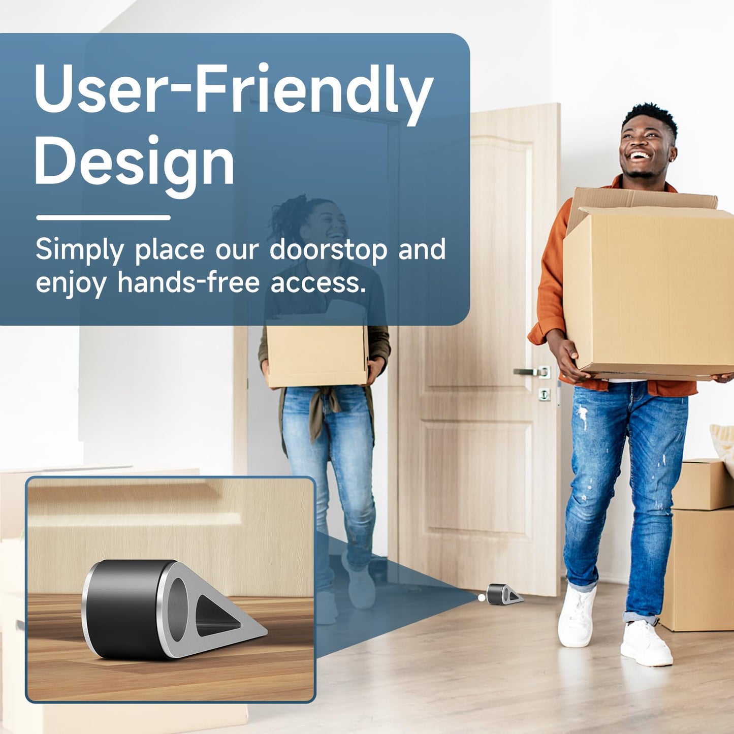 Heavy Duty Door Stopper for Bottom of Door, Aluminum & Rubber Door Stop Wedge- Keep Doors Open in Home, Apartment, Office, Hotel, 4.92L*1.02W*1.22H Inch, Silver